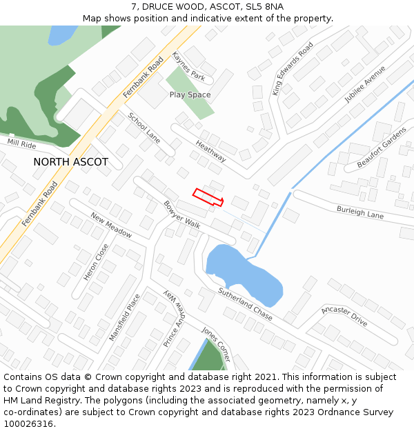 7, DRUCE WOOD, ASCOT, SL5 8NA: Location map and indicative extent of plot