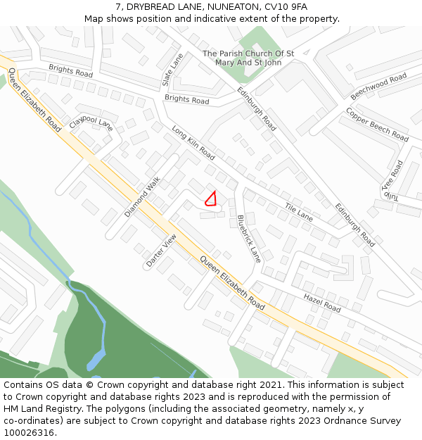 7, DRYBREAD LANE, NUNEATON, CV10 9FA: Location map and indicative extent of plot