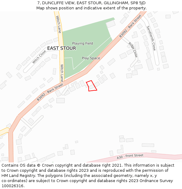 7, DUNCLIFFE VIEW, EAST STOUR, GILLINGHAM, SP8 5JD: Location map and indicative extent of plot