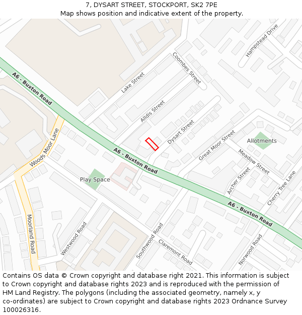 7, DYSART STREET, STOCKPORT, SK2 7PE: Location map and indicative extent of plot