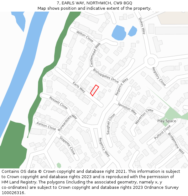 7, EARLS WAY, NORTHWICH, CW9 8GQ: Location map and indicative extent of plot