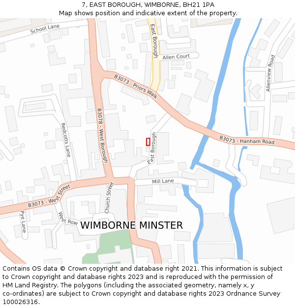 7, EAST BOROUGH, WIMBORNE, BH21 1PA: Location map and indicative extent of plot