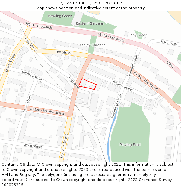 7, EAST STREET, RYDE, PO33 1JP: Location map and indicative extent of plot