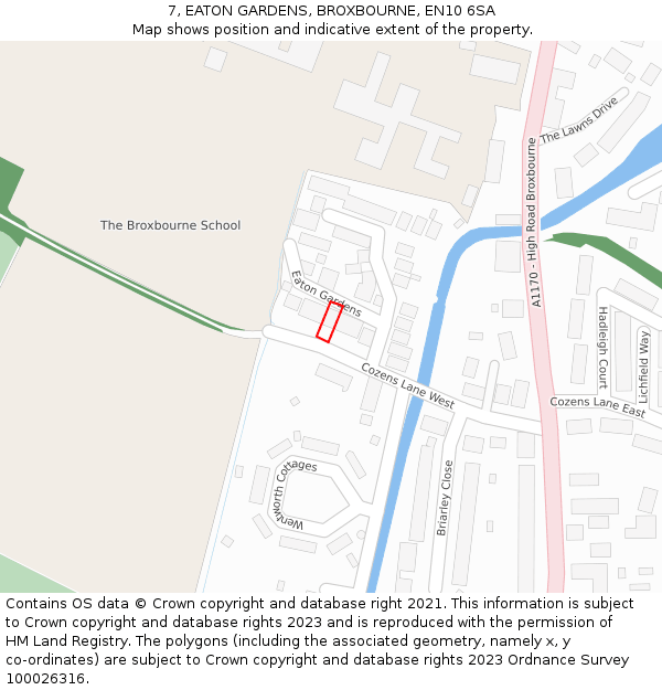 7, EATON GARDENS, BROXBOURNE, EN10 6SA: Location map and indicative extent of plot