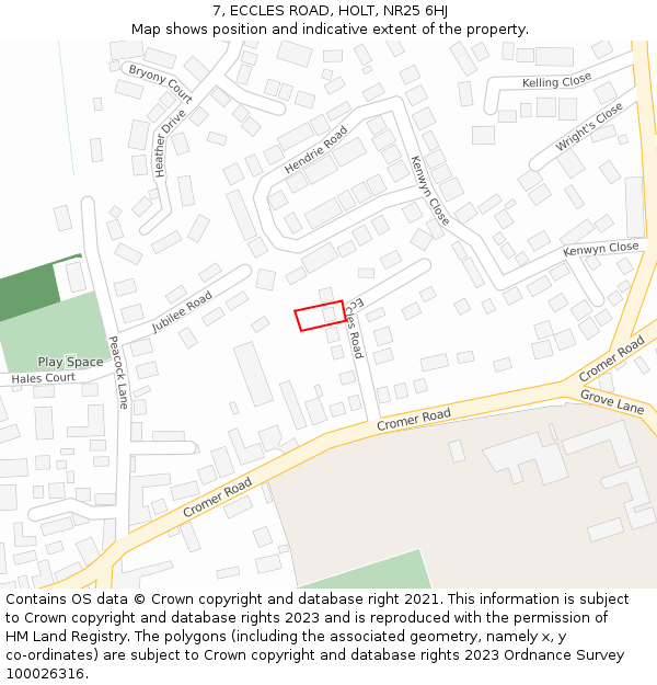 7, ECCLES ROAD, HOLT, NR25 6HJ: Location map and indicative extent of plot