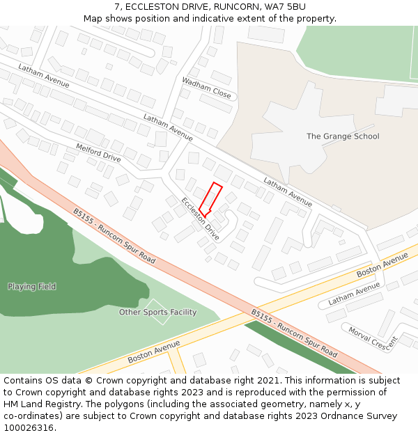 7, ECCLESTON DRIVE, RUNCORN, WA7 5BU: Location map and indicative extent of plot