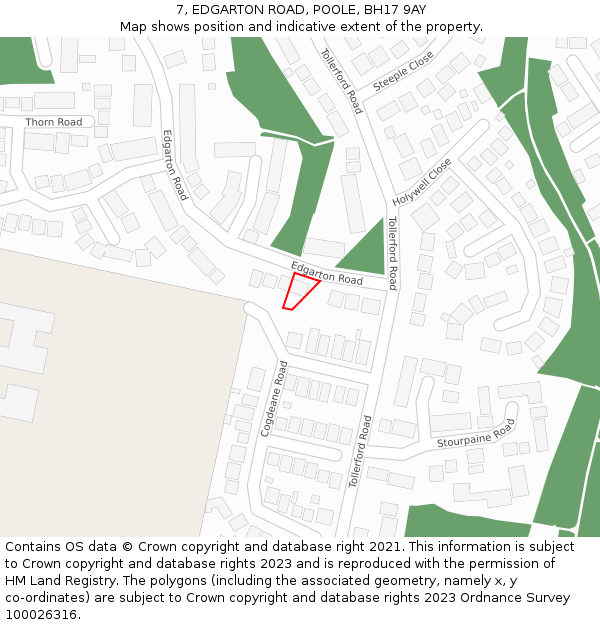 7, EDGARTON ROAD, POOLE, BH17 9AY: Location map and indicative extent of plot