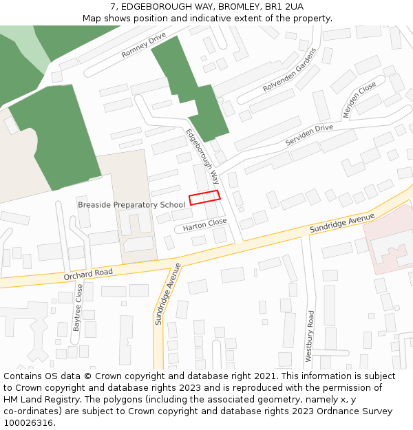 7, EDGEBOROUGH WAY, BROMLEY, BR1 2UA: Location map and indicative extent of plot