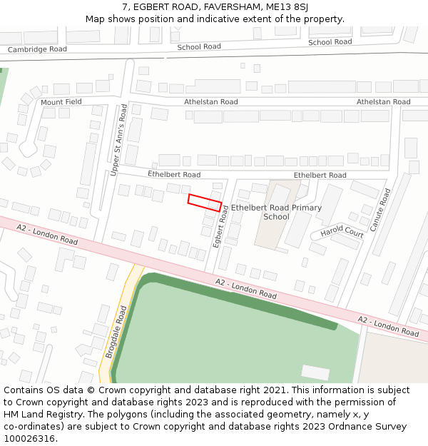 7, EGBERT ROAD, FAVERSHAM, ME13 8SJ: Location map and indicative extent of plot