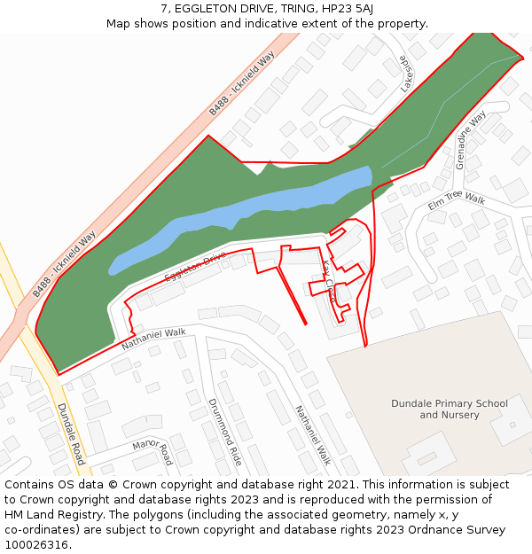 7, EGGLETON DRIVE, TRING, HP23 5AJ: Location map and indicative extent of plot