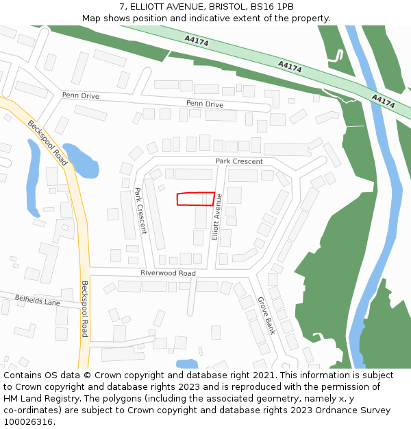 7, ELLIOTT AVENUE, BRISTOL, BS16 1PB: Location map and indicative extent of plot
