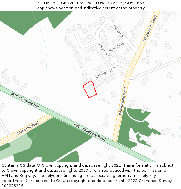 7, ELMDALE GROVE, EAST WELLOW, ROMSEY, SO51 6AX: Location map and indicative extent of plot