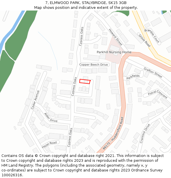 7, ELMWOOD PARK, STALYBRIDGE, SK15 3GB: Location map and indicative extent of plot