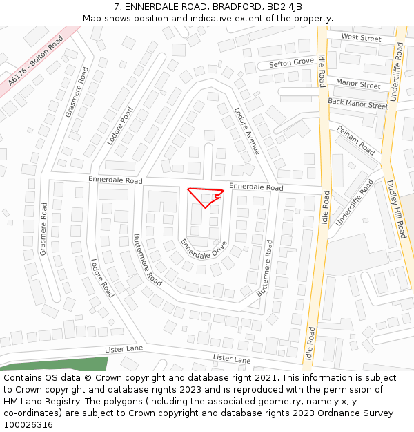 7, ENNERDALE ROAD, BRADFORD, BD2 4JB: Location map and indicative extent of plot