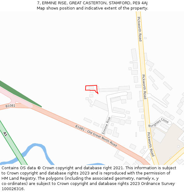 7, ERMINE RISE, GREAT CASTERTON, STAMFORD, PE9 4AJ: Location map and indicative extent of plot