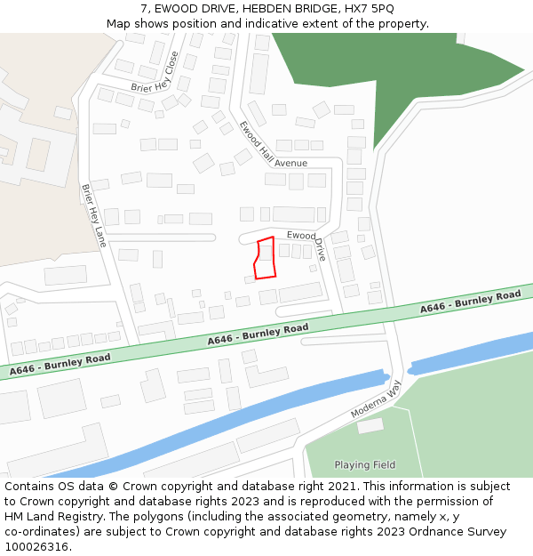 7, EWOOD DRIVE, HEBDEN BRIDGE, HX7 5PQ: Location map and indicative extent of plot