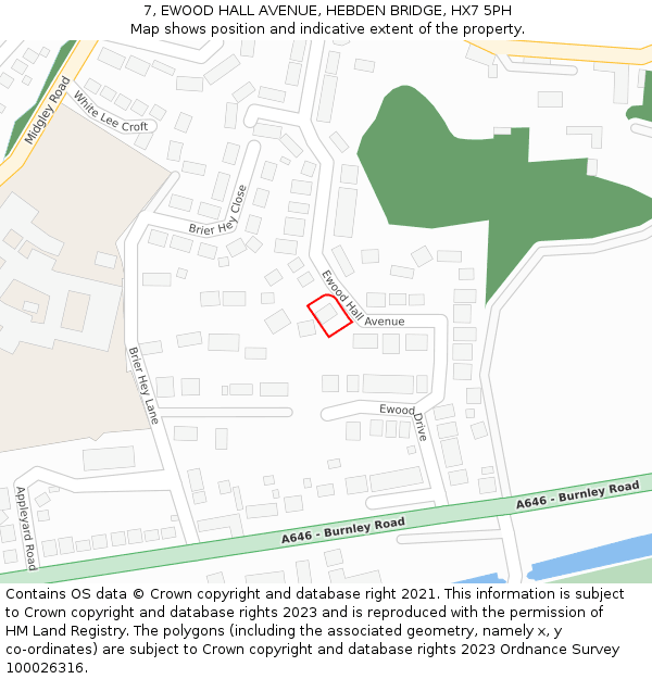 7, EWOOD HALL AVENUE, HEBDEN BRIDGE, HX7 5PH: Location map and indicative extent of plot