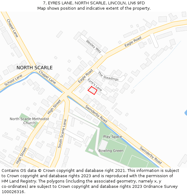 7, EYRES LANE, NORTH SCARLE, LINCOLN, LN6 9FD: Location map and indicative extent of plot