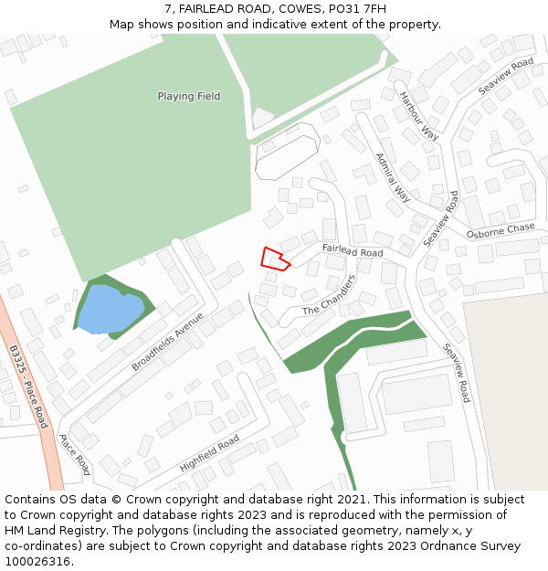 7, FAIRLEAD ROAD, COWES, PO31 7FH: Location map and indicative extent of plot