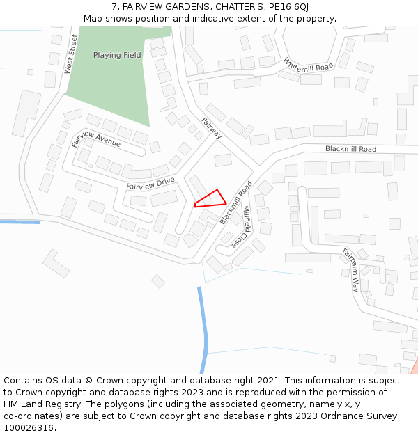 7, FAIRVIEW GARDENS, CHATTERIS, PE16 6QJ: Location map and indicative extent of plot