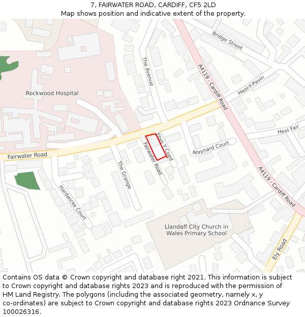 7, FAIRWATER ROAD, CARDIFF, CF5 2LD: Location map and indicative extent of plot