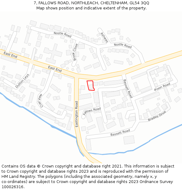 7, FALLOWS ROAD, NORTHLEACH, CHELTENHAM, GL54 3QQ: Location map and indicative extent of plot