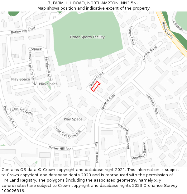 7, FARMHILL ROAD, NORTHAMPTON, NN3 5NU: Location map and indicative extent of plot