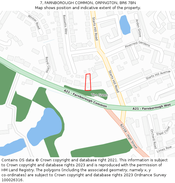 7, FARNBOROUGH COMMON, ORPINGTON, BR6 7BN: Location map and indicative extent of plot
