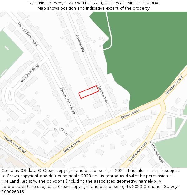 7, FENNELS WAY, FLACKWELL HEATH, HIGH WYCOMBE, HP10 9BX: Location map and indicative extent of plot