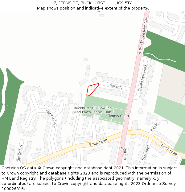 7, FERNSIDE, BUCKHURST HILL, IG9 5TY: Location map and indicative extent of plot