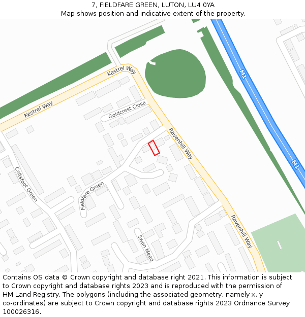 7, FIELDFARE GREEN, LUTON, LU4 0YA: Location map and indicative extent of plot