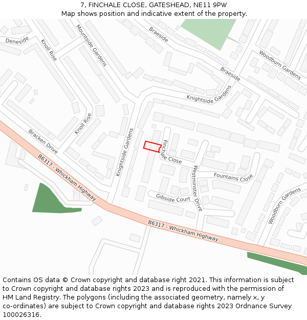 7, FINCHALE CLOSE, GATESHEAD, NE11 9PW: Location map and indicative extent of plot