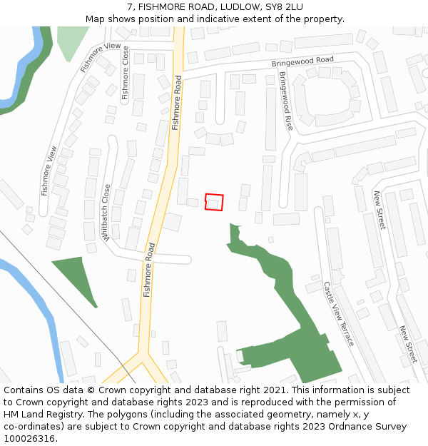 7, FISHMORE ROAD, LUDLOW, SY8 2LU: Location map and indicative extent of plot