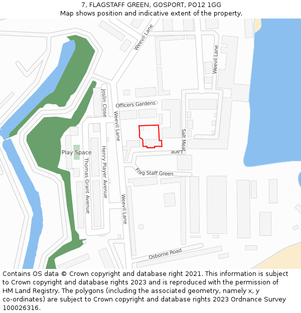 7, FLAGSTAFF GREEN, GOSPORT, PO12 1GG: Location map and indicative extent of plot