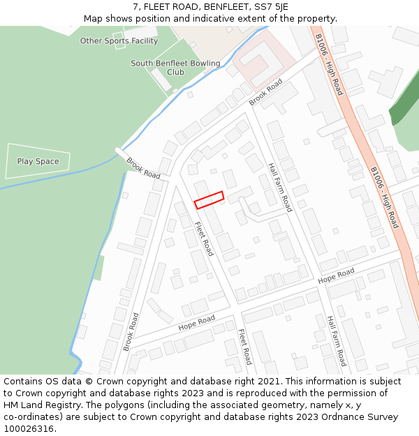 7, FLEET ROAD, BENFLEET, SS7 5JE: Location map and indicative extent of plot