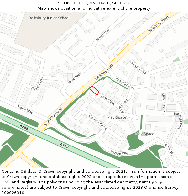 7, FLINT CLOSE, ANDOVER, SP10 2UE: Location map and indicative extent of plot