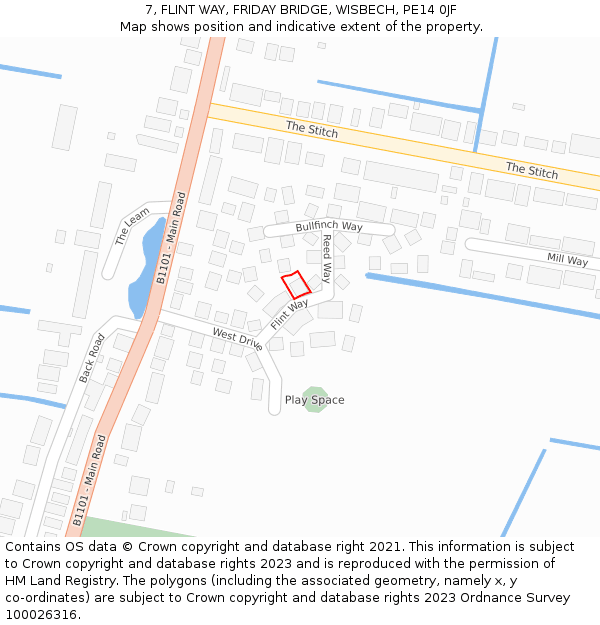 7, FLINT WAY, FRIDAY BRIDGE, WISBECH, PE14 0JF: Location map and indicative extent of plot
