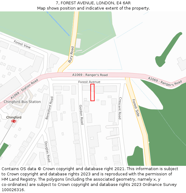 7, FOREST AVENUE, LONDON, E4 6AR: Location map and indicative extent of plot