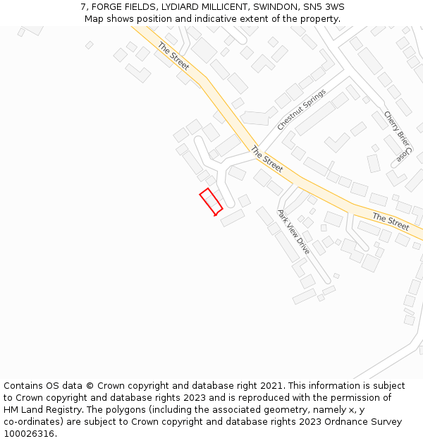 7, FORGE FIELDS, LYDIARD MILLICENT, SWINDON, SN5 3WS: Location map and indicative extent of plot