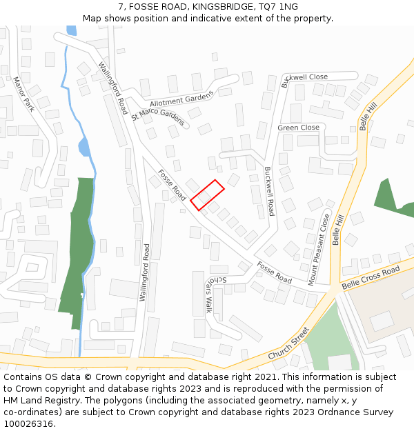 7, FOSSE ROAD, KINGSBRIDGE, TQ7 1NG: Location map and indicative extent of plot