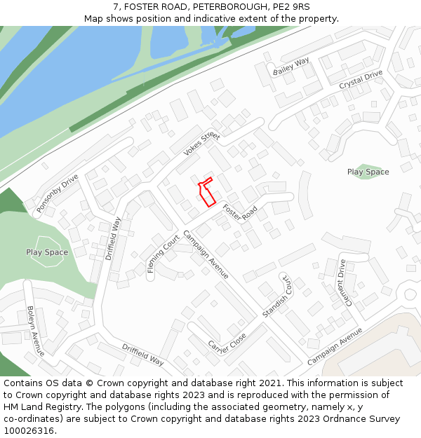 7, FOSTER ROAD, PETERBOROUGH, PE2 9RS: Location map and indicative extent of plot