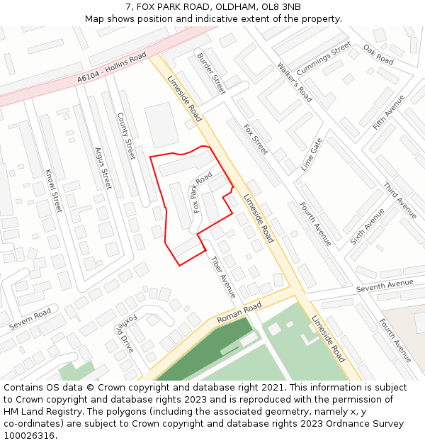 7, FOX PARK ROAD, OLDHAM, OL8 3NB: Location map and indicative extent of plot