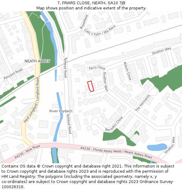 7, FRIARS CLOSE, NEATH, SA10 7JB: Location map and indicative extent of plot