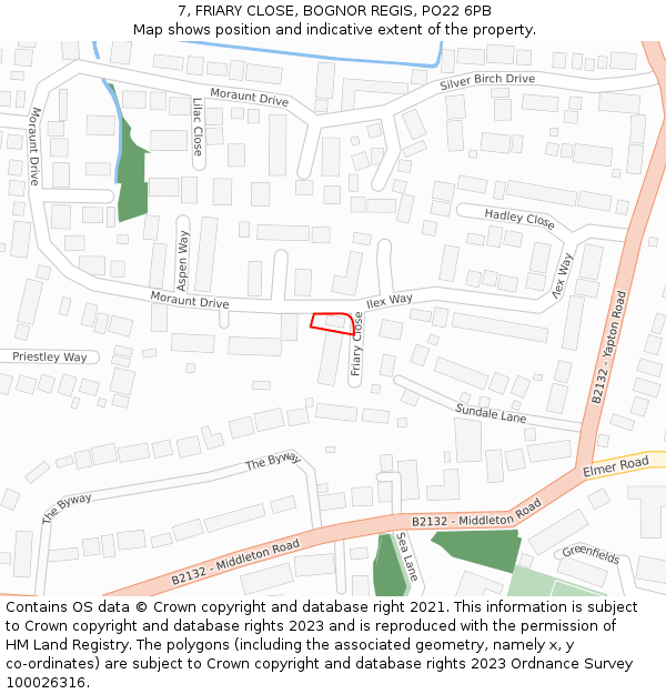 7, FRIARY CLOSE, BOGNOR REGIS, PO22 6PB: Location map and indicative extent of plot