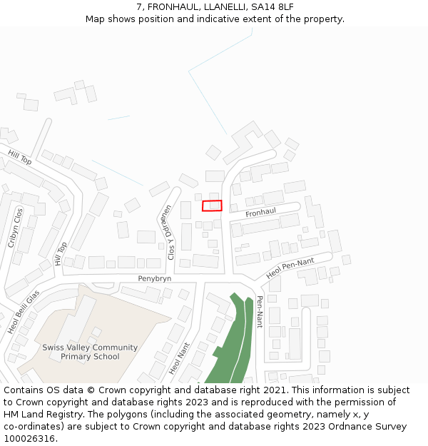 7, FRONHAUL, LLANELLI, SA14 8LF: Location map and indicative extent of plot