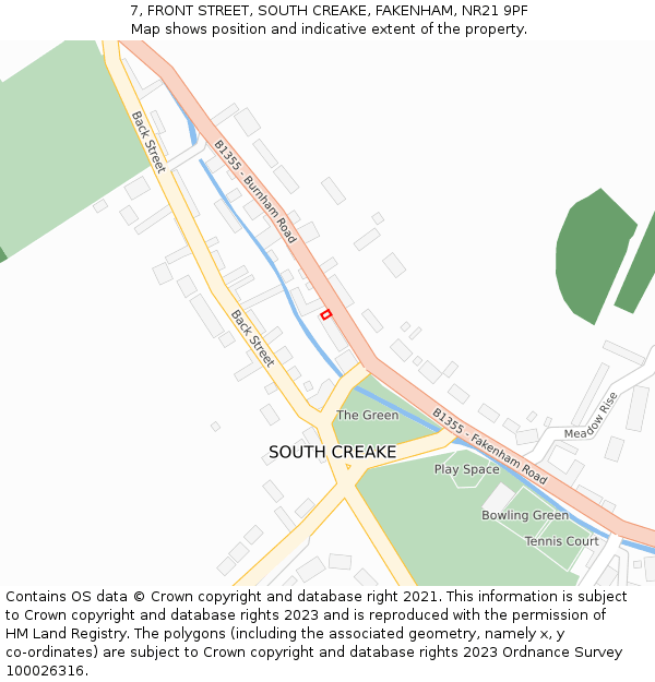 7, FRONT STREET, SOUTH CREAKE, FAKENHAM, NR21 9PF: Location map and indicative extent of plot