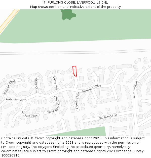 7, FURLONG CLOSE, LIVERPOOL, L9 0NL: Location map and indicative extent of plot