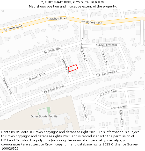 7, FURZEHATT RISE, PLYMOUTH, PL9 8LW: Location map and indicative extent of plot