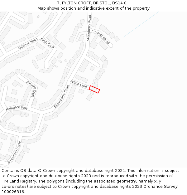 7, FYLTON CROFT, BRISTOL, BS14 0JH: Location map and indicative extent of plot