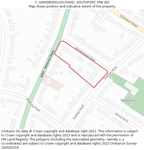 7, GAINSBOROUGH ROAD, SOUTHPORT, PR8 2EY: Location map and indicative extent of plot